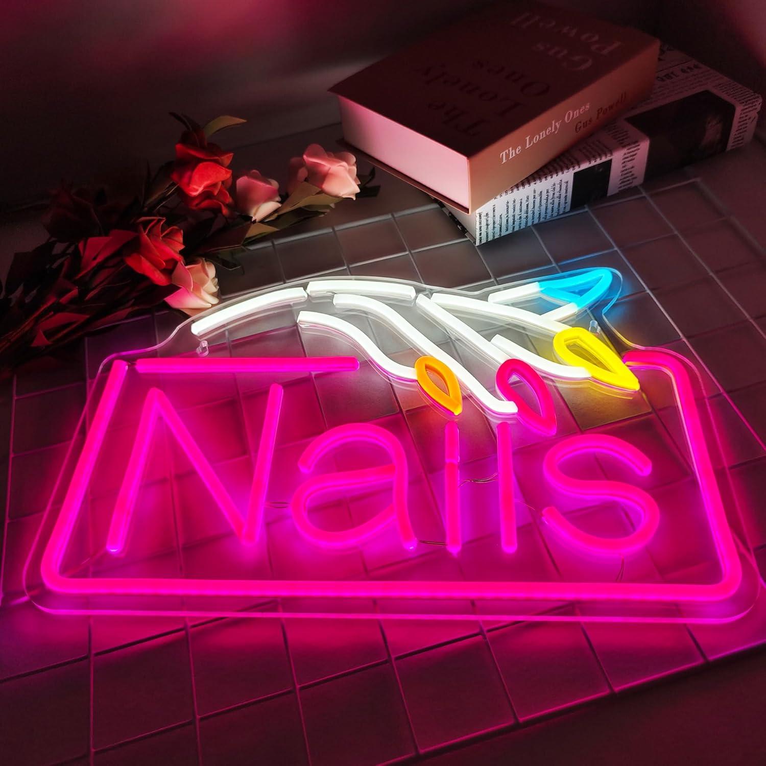 لافتة نيون للأظافر مع إضاءة LE - مراجعة Nail Art وسعره